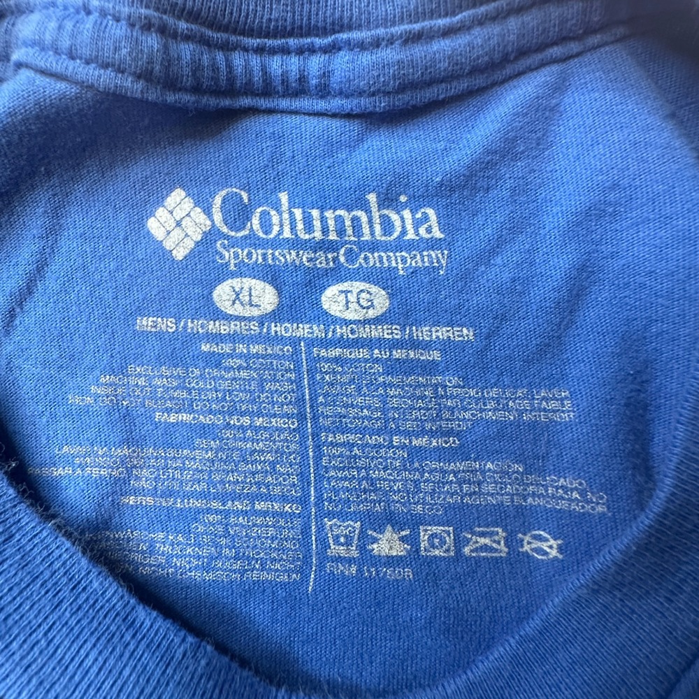 Columbia T-Shirt Mens XL Blue Graphic Back Mountain Scene Short Sleeve Cotton - Picture 3 of 6